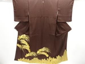 金彩　稲束に松模様刺繍一つ紋色留袖